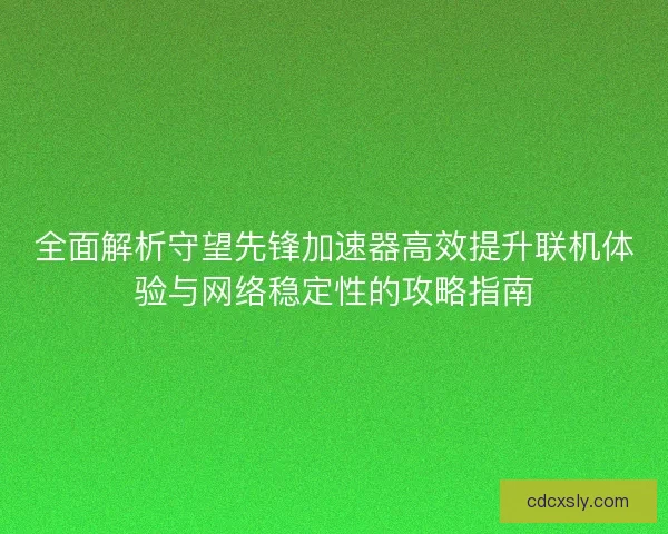 全面解析守望先锋加速器高效提升联机体验与网络稳定性的攻略指南